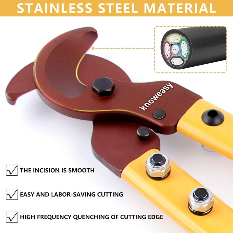 knoweasy Store Cable Cutter, LK-250 Wire Rope Cutter and Heavy Duty Wire Cutter with Long Labor Saving Arms for Copper Aluminum Wire up to 250mm² - Image 3